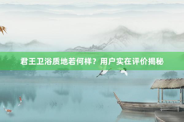 君王卫浴质地若何样？用户实在评价揭秘